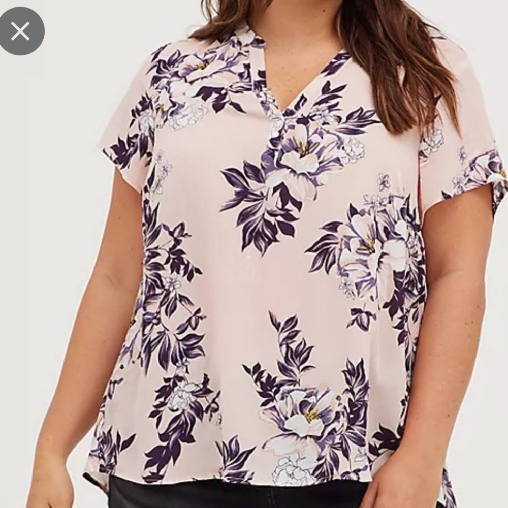 Torrid Georgette Blouse Pink Purple Floral